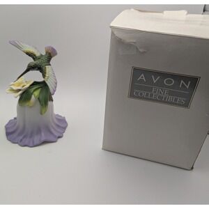 Vtg 2000 Avon Collectibles Hummingbird Bell Porcelain Flower Daffodil Spring